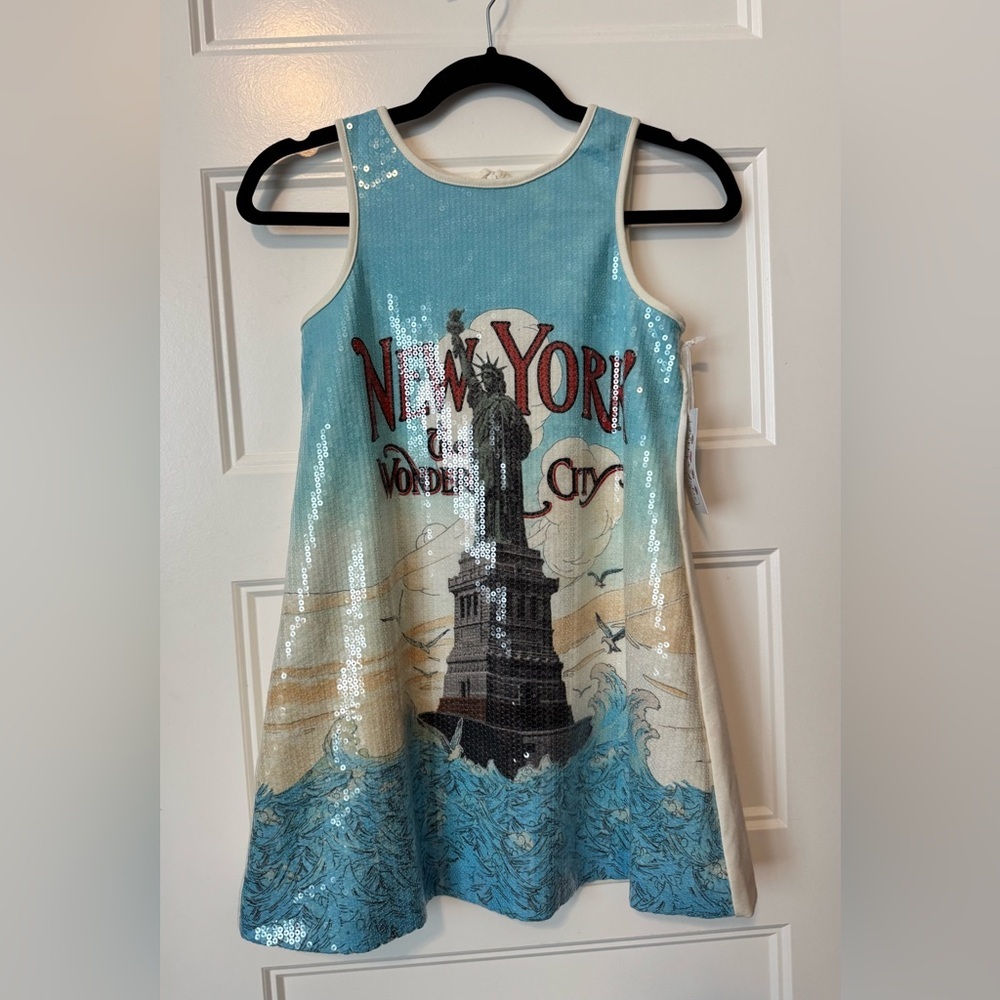 NWT Pippa & Julie Girls Sequin Statue of Liberty Dress NYC New York Size 10